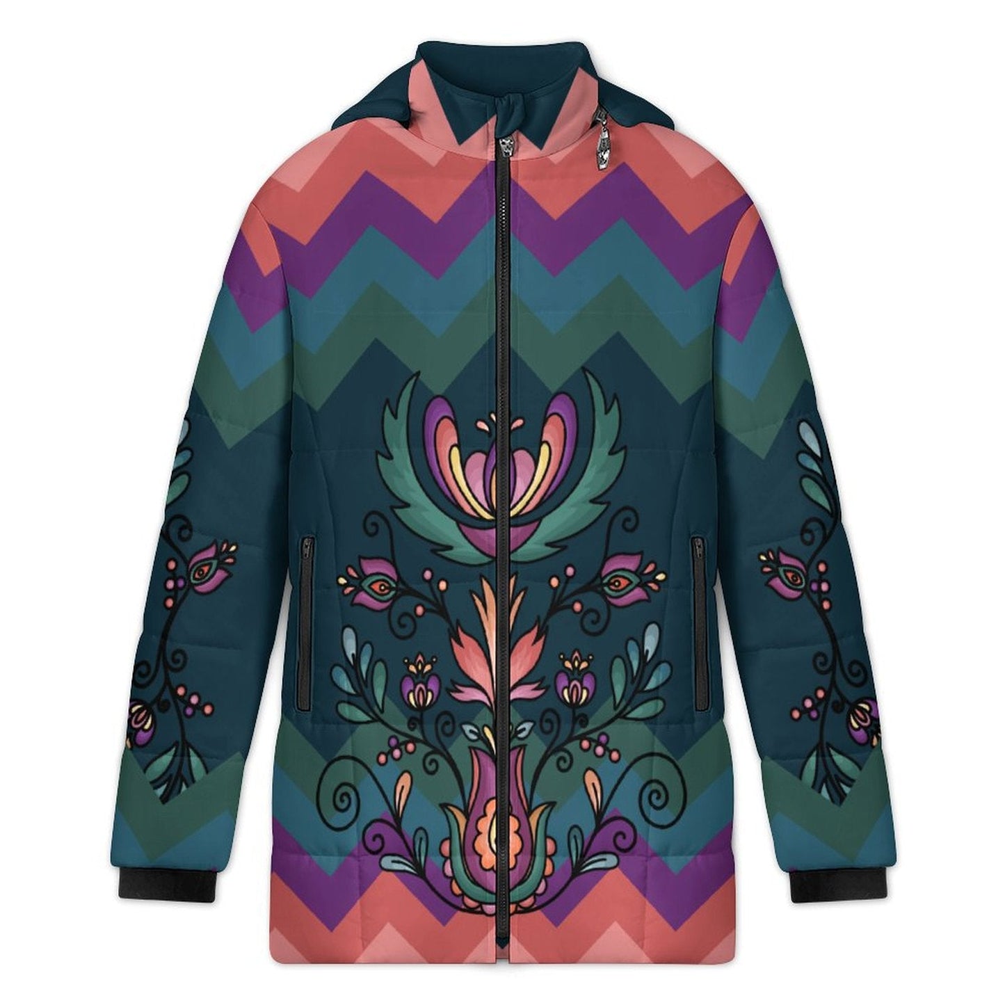 Cedar Wind Bloom Women's Hooded Puffer Coat