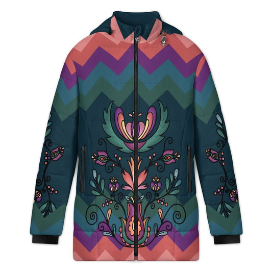 Cedar Wind Bloom Women's Hooded Puffer Coat