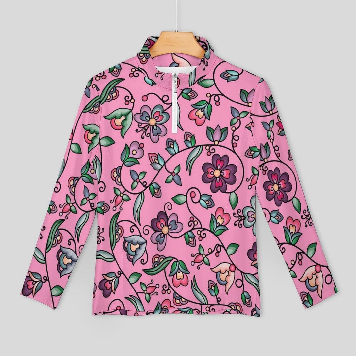 Amber Evening Garland Pink Long Sleeve Yoga Shirt