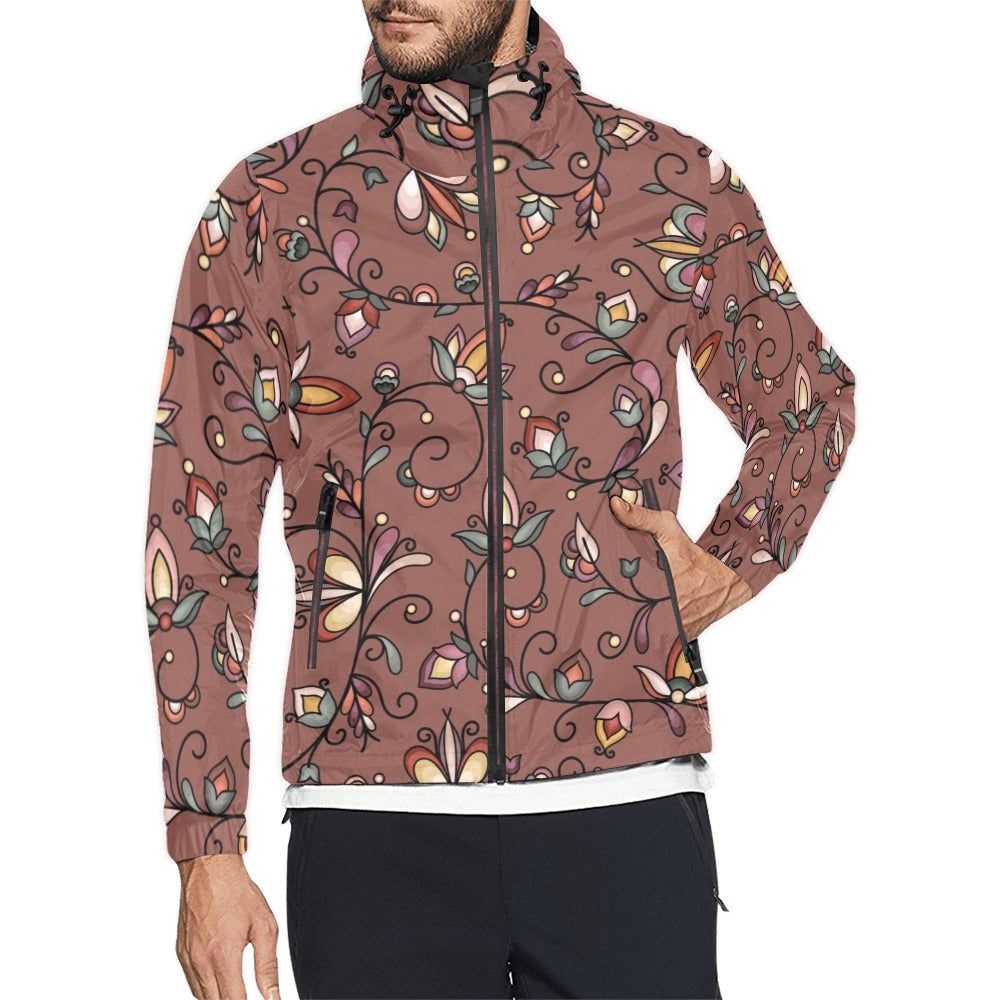 Burnt Sky Petals Brown Men's Windbreaker