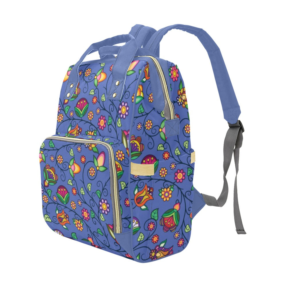 Heartbeat Petals Blue Multi-Function Diaper Backpack