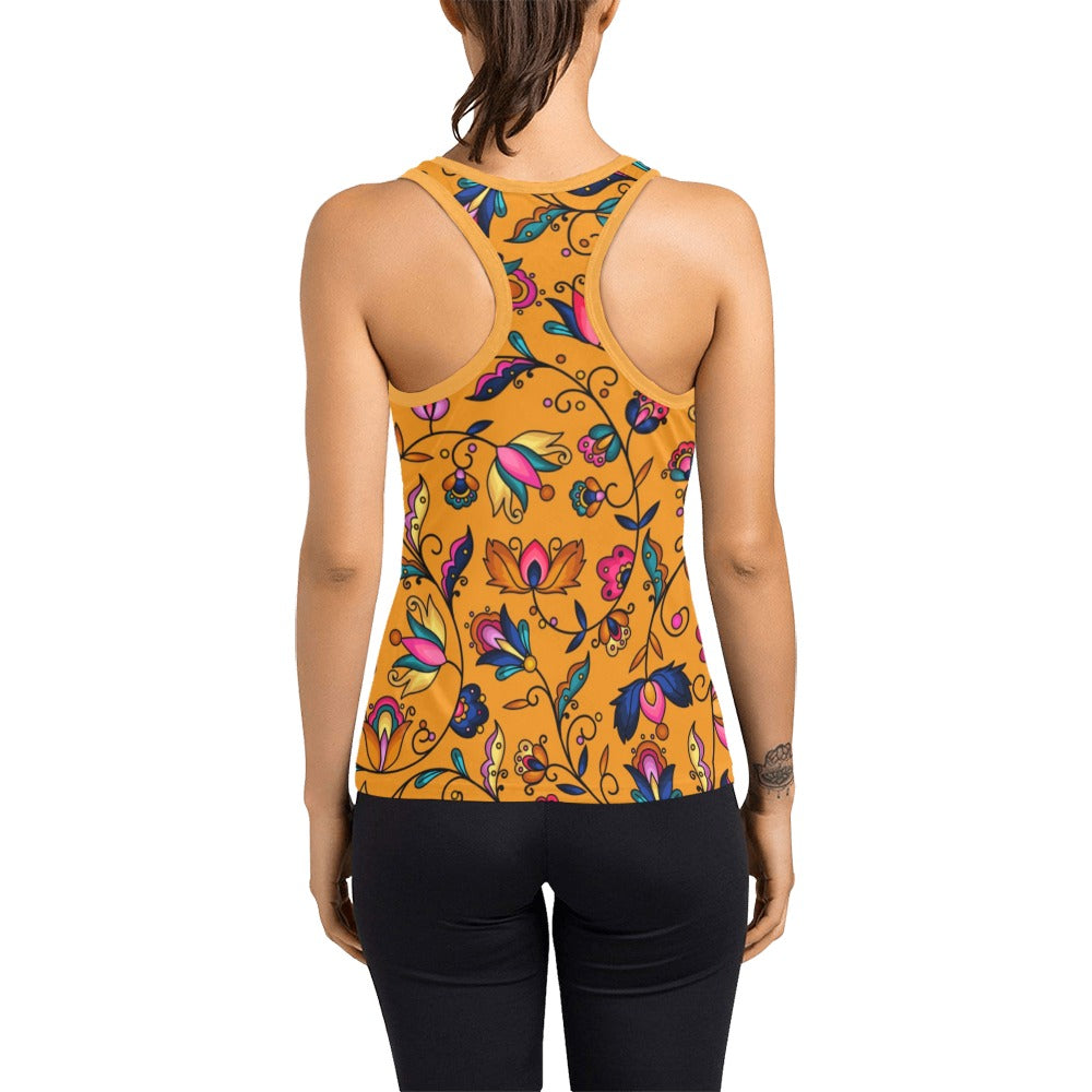 Copper Prairie Petals Orange Women's Racerback Tank Top