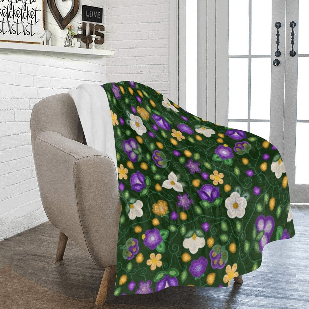 Midnight Moss Bloom Forest Large Micro Fleece Blanket