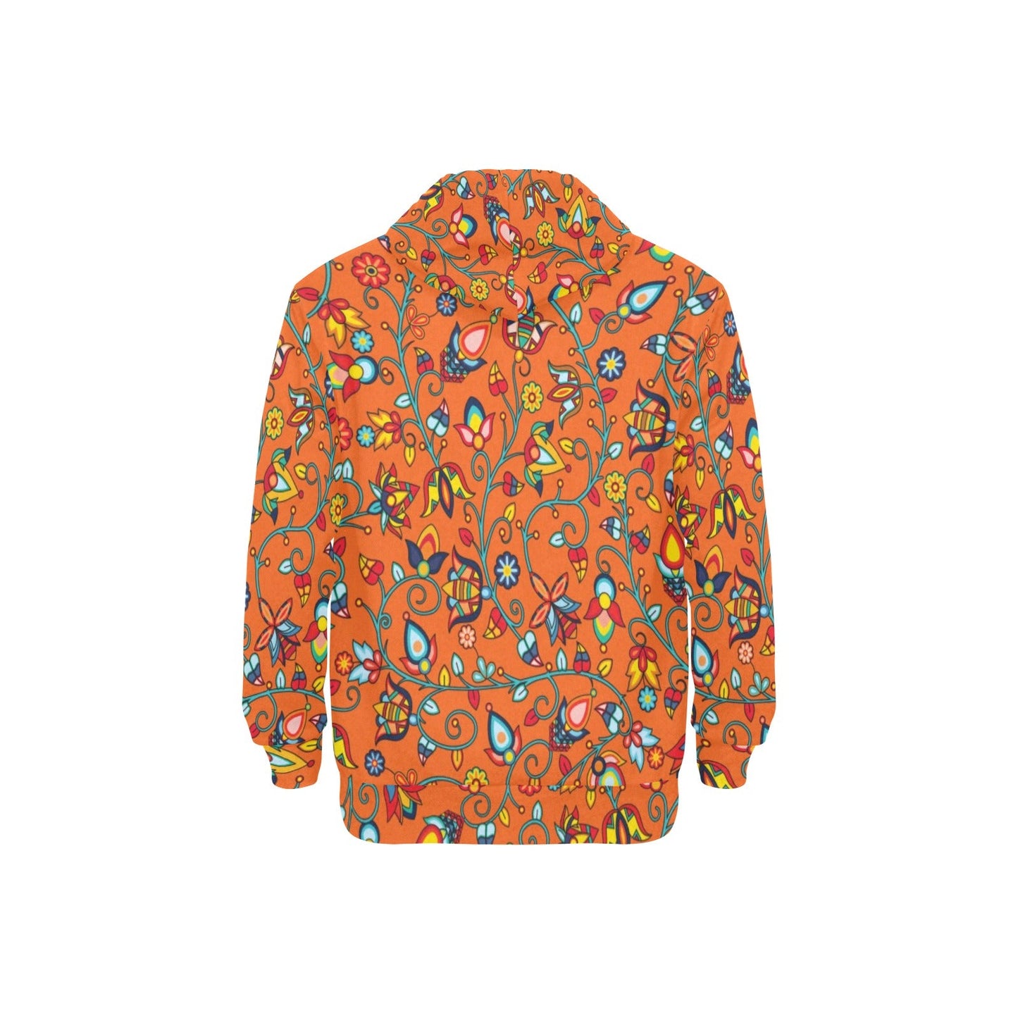 Thorny Path Orange Men's Long Sleeve Fleece Hoodie