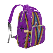 Load image into Gallery viewer, Diamond in the Bluff Purple Multi-Function Diaper Backpack/Diaper Bag
