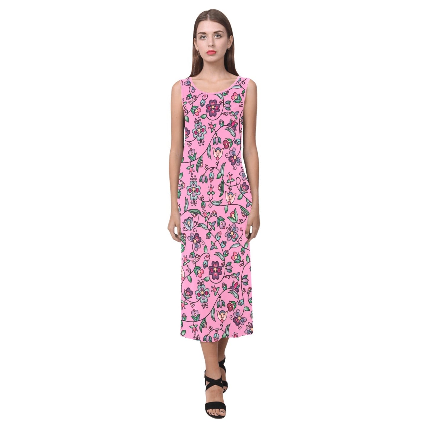 Amber Evening Garland Pink Phaedra Sleeveless Open Fork Long Dress