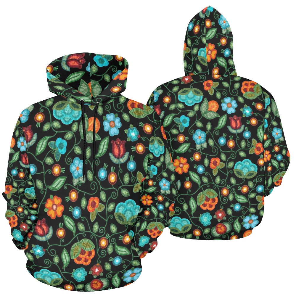 Prairie Fire Petals Black Hoodie for Women