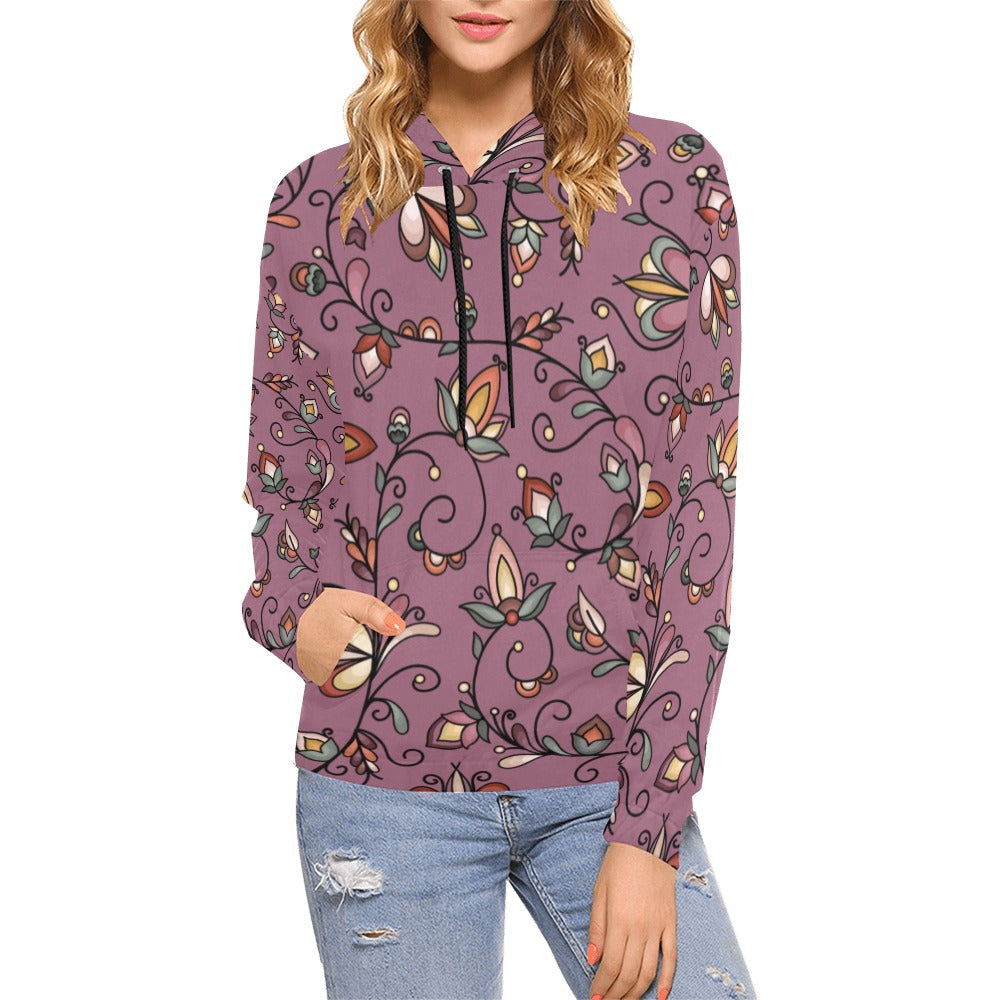 Burnt Sky Petals Magenta Hoodie for Women (USA Size)