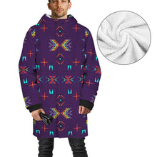 Load image into Gallery viewer, Rainy Chief Rainbow Dark Purple Unisex Sherpa Lined Hooded Coat
