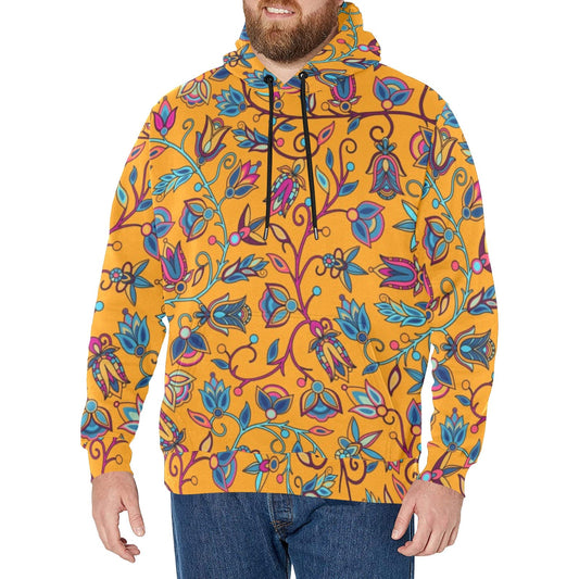 Buffalo Bloom Orange Men's Long Sleeve Fleece Hoodie