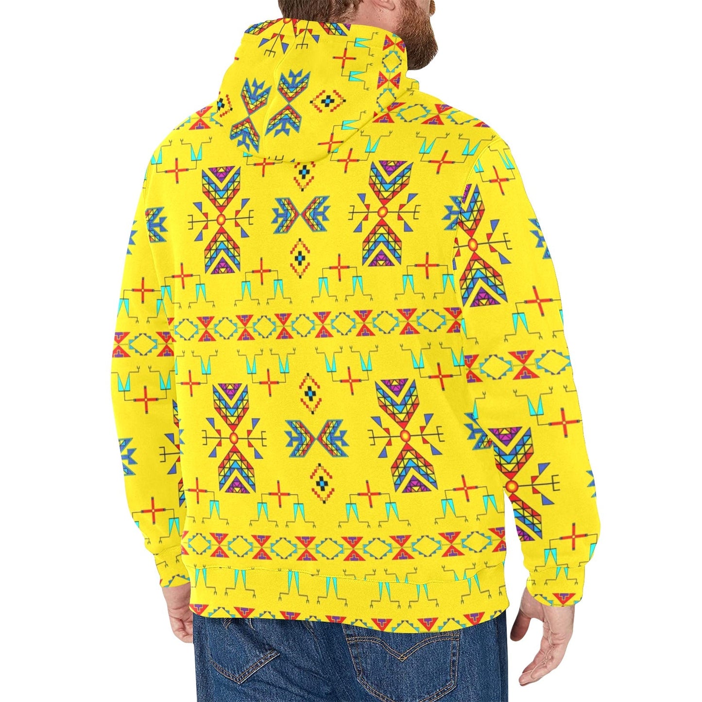Rainy Chief Rainbow Yellow Men's Long Sleeve Fleece Hoodie