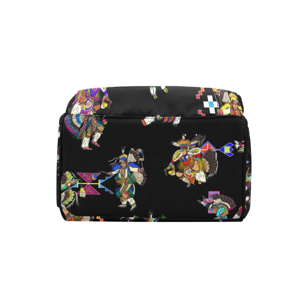 Men's Fancy Dancer Black Multi-Function Diaper Backpack