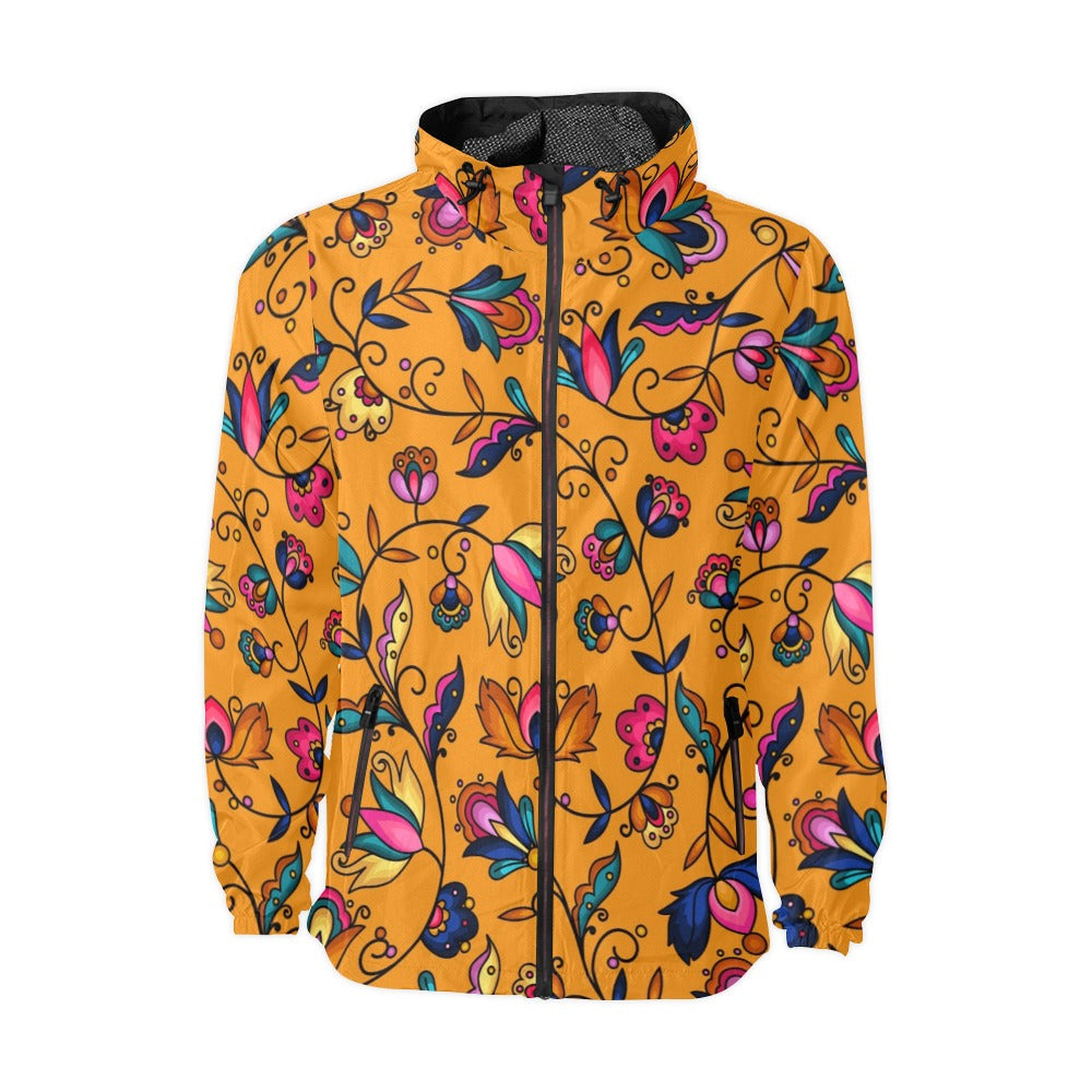 Copper Prairie Petals Orange Men's Windbreaker