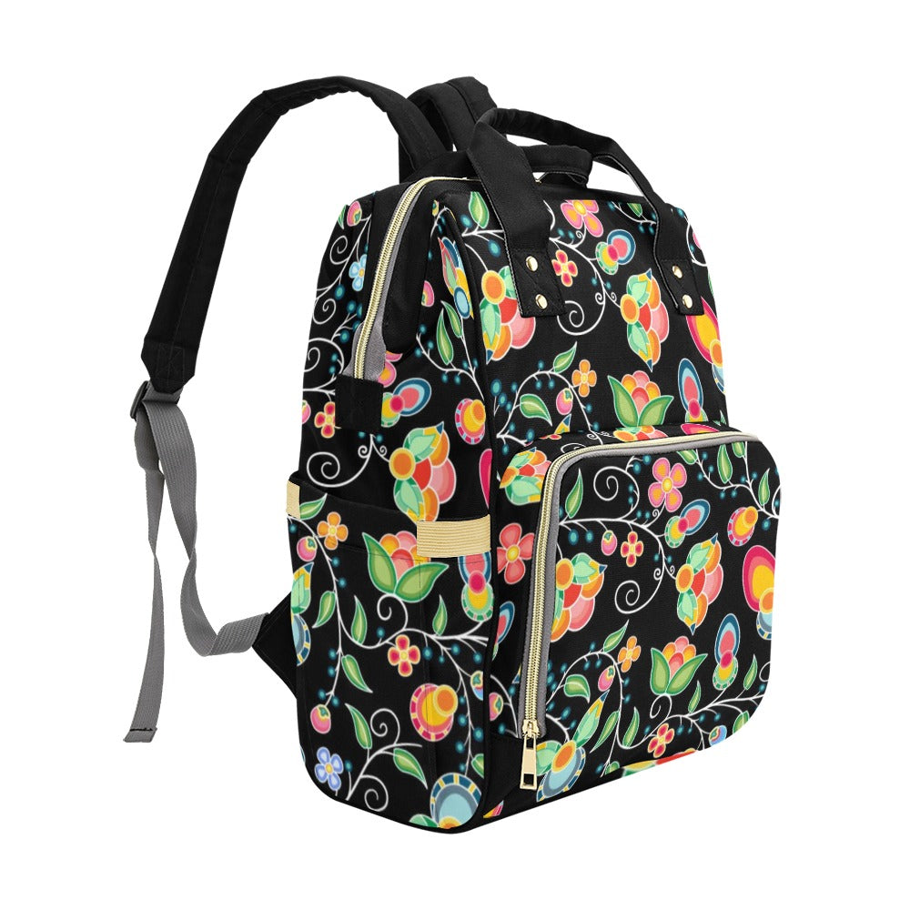 Floral Bounty Black Multi-Function Diaper Backpack