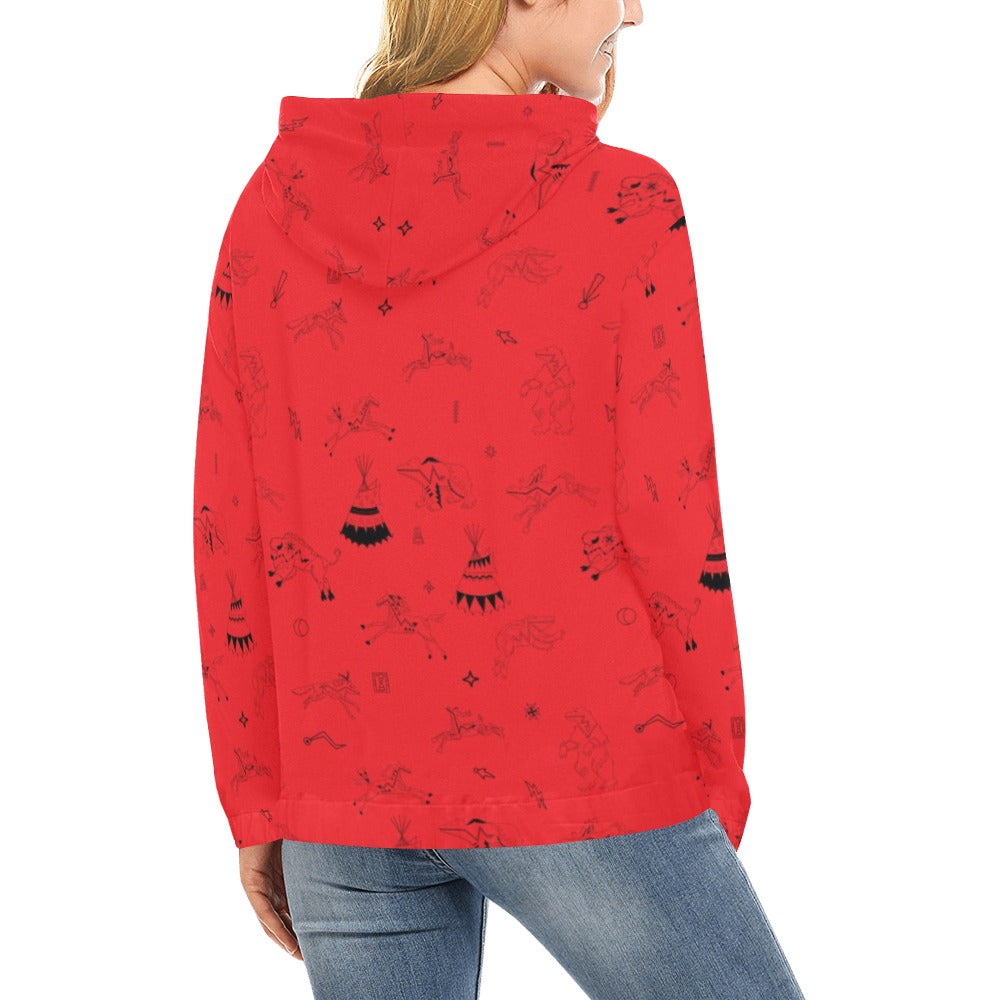 Ledger Dabbles Red Hoodie for Women