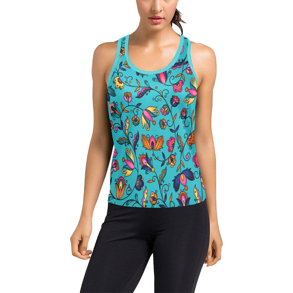 Copper Prairie Petals Turquoise Racerback Tank Top