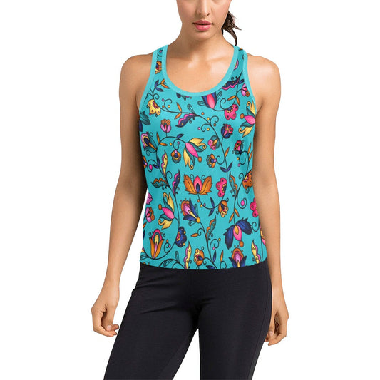 Copper Prairie Petals Turquoise Women's Racerback Tank Top