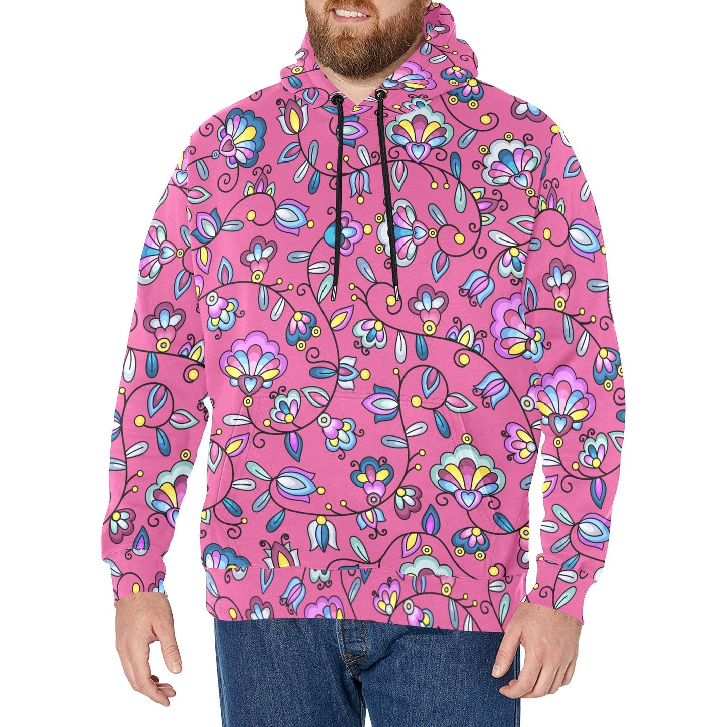 Autumn Bundle Blessing Pink Men's Long Sleeve Fleece Hoodie