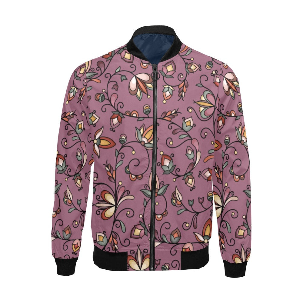 Burnt Sky Petals Magenta Bomber Jacket for Men