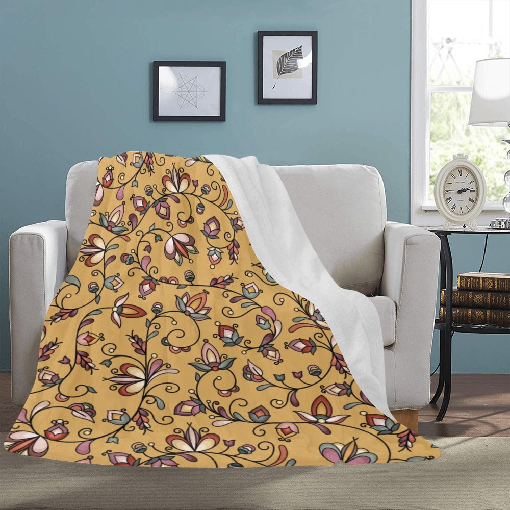 Burnt Sky Petals Gold X-Large Micro Fleece Blanket