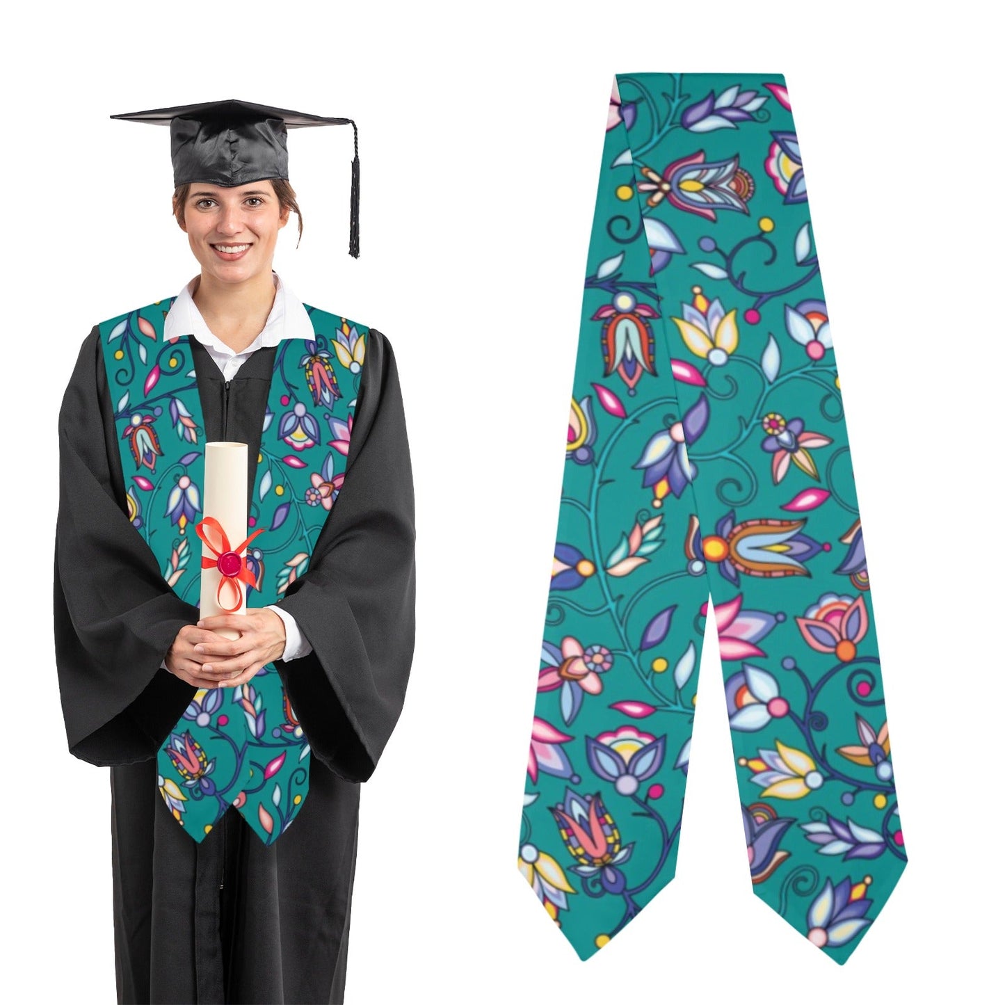 Buffalo Bloom Turquoise Graduation Stole