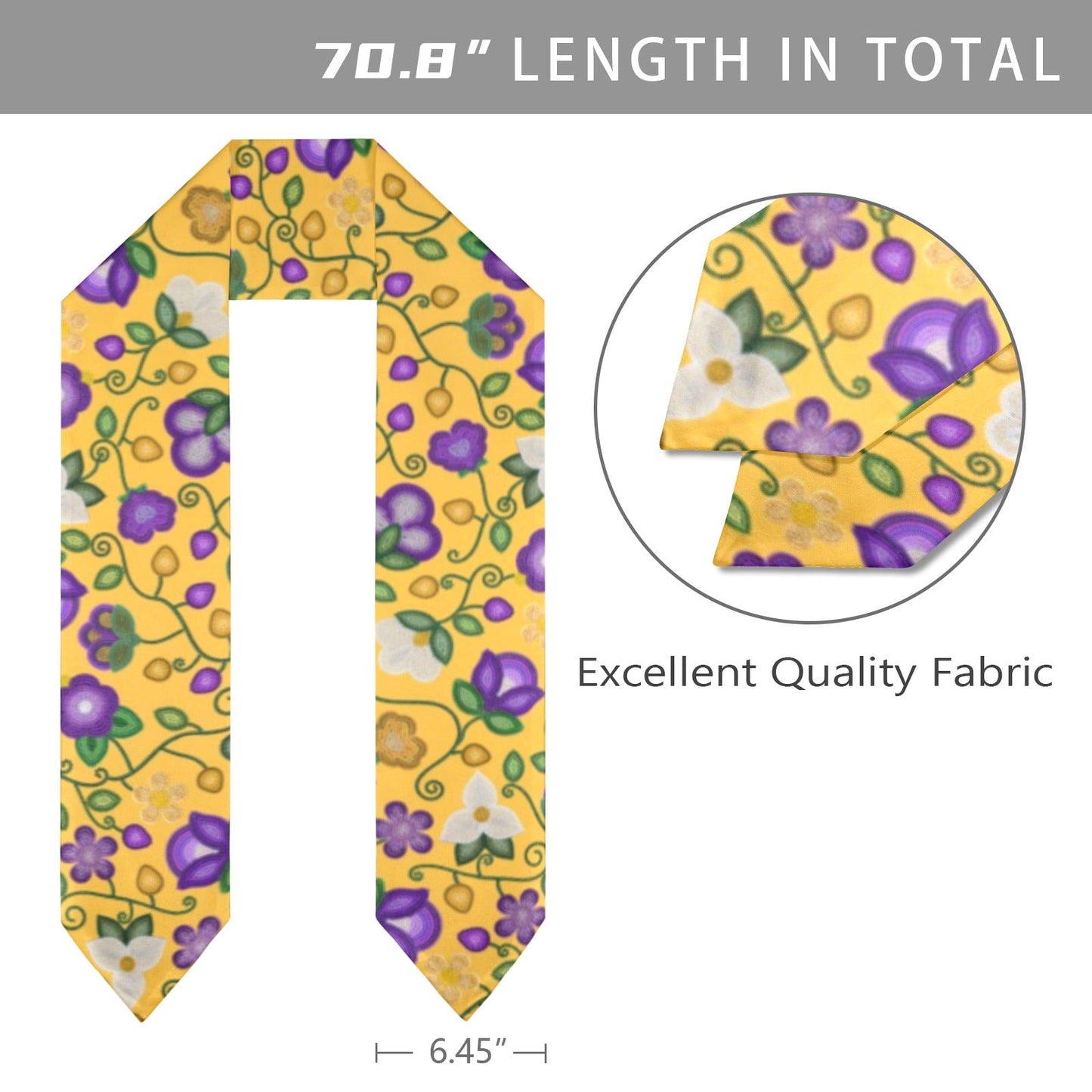 Midnight Moss Bloom Yellow Graduation Stole