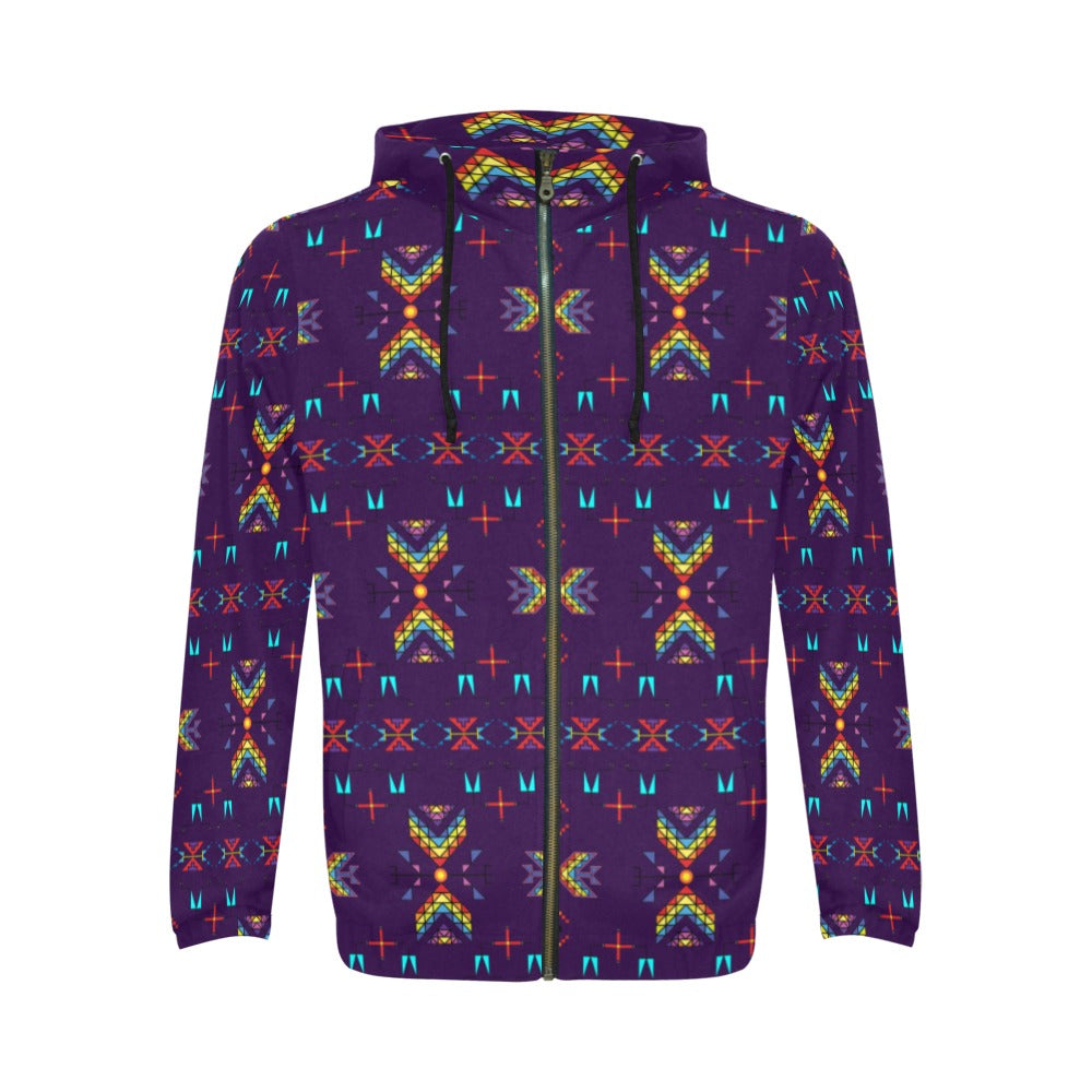 Rainy Chief Rainbow Dark Purple Men's Zipper Hoodie