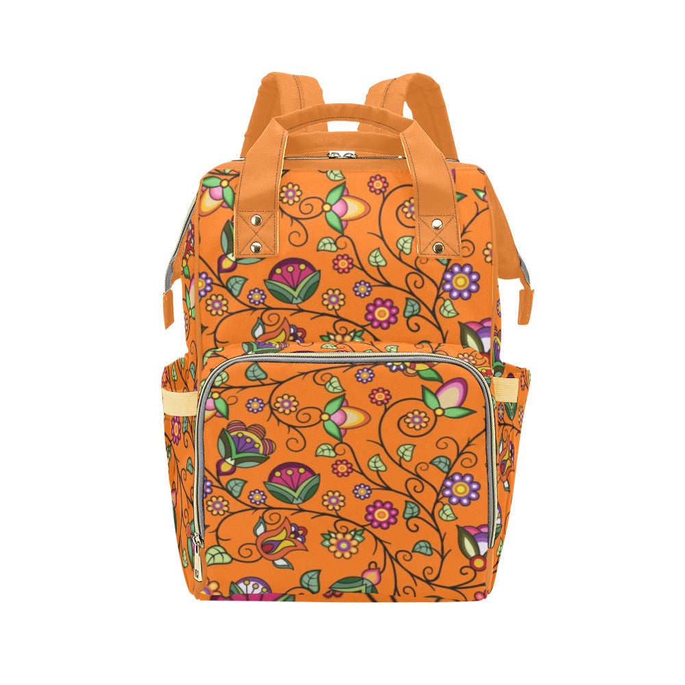 Heartbeat Petals Orange Multi-Function Diaper Backpack