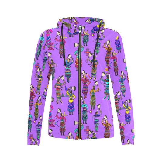 Women's Jingle Dancers Purple Full Zip Hoodie for Women