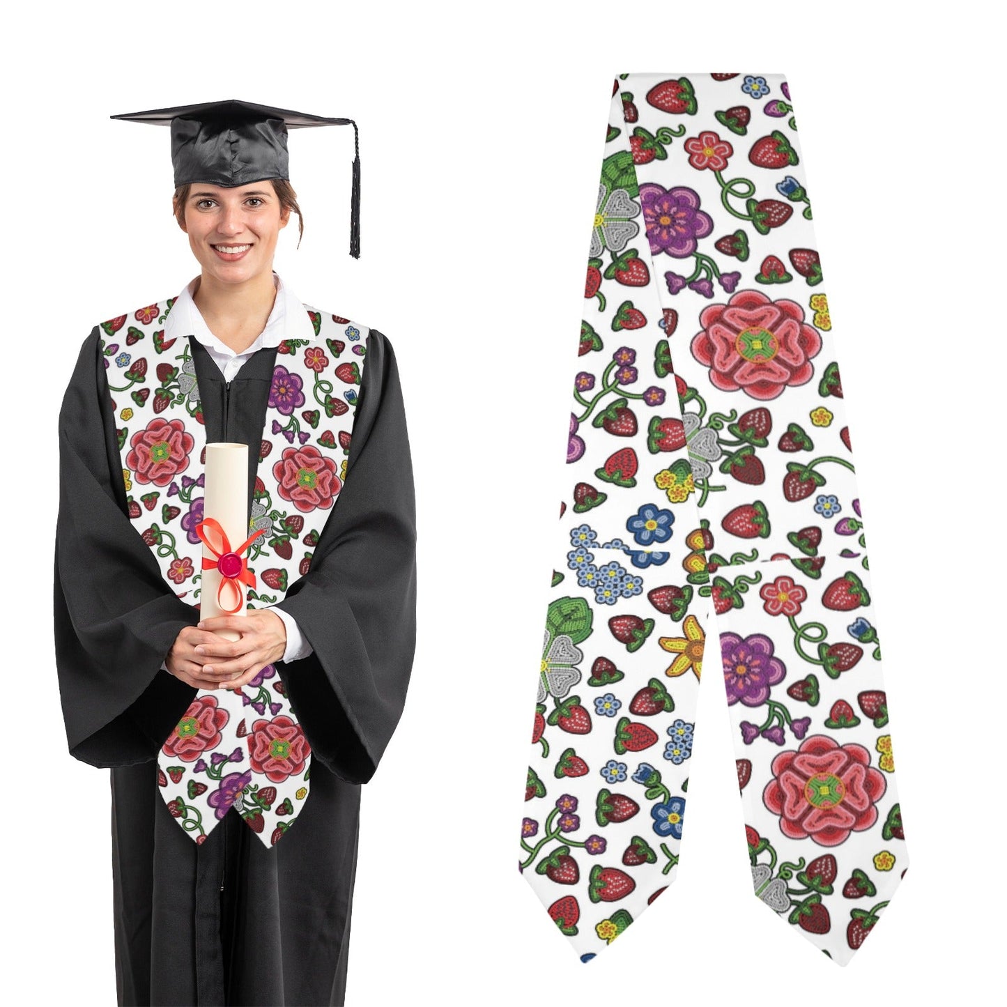 Berry Pop White Graduation Stole