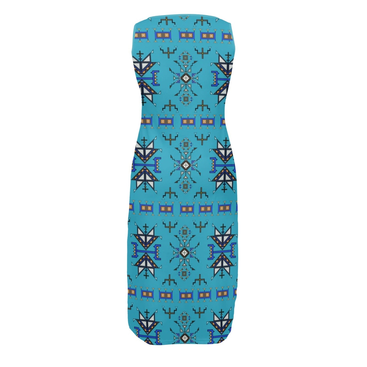 Eagle Strike Blue Phaedra Sleeveless Open Fork Long Dress