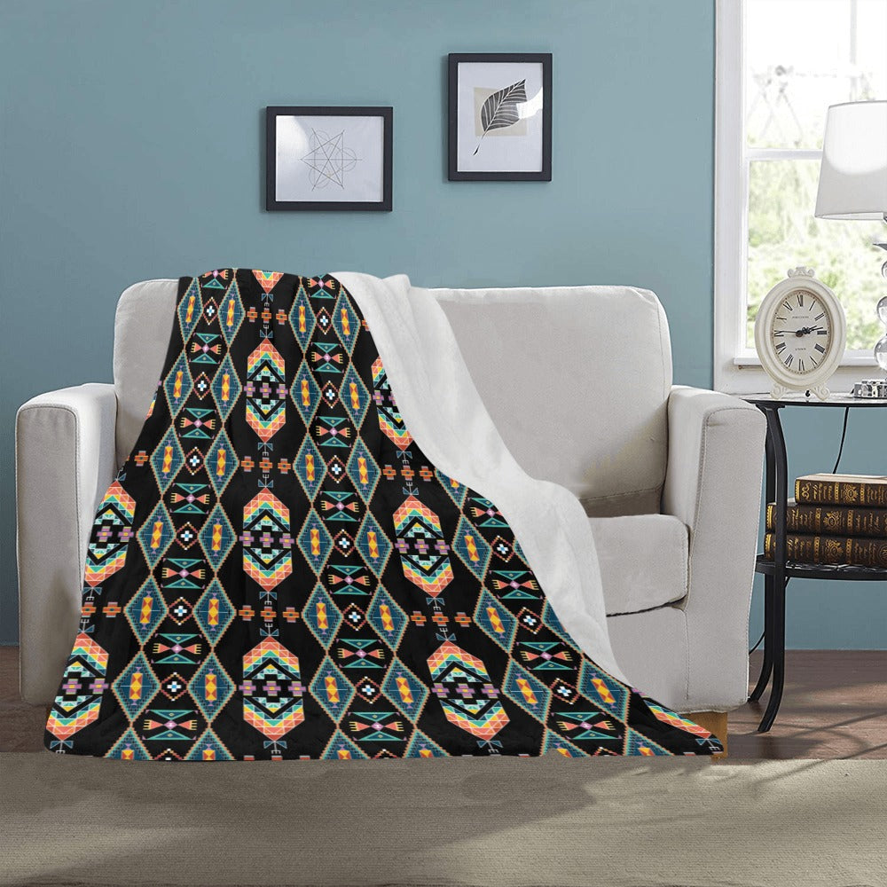 Travois Tipi Black Ultra-Soft Micro Fleece Blanket 40"x50"