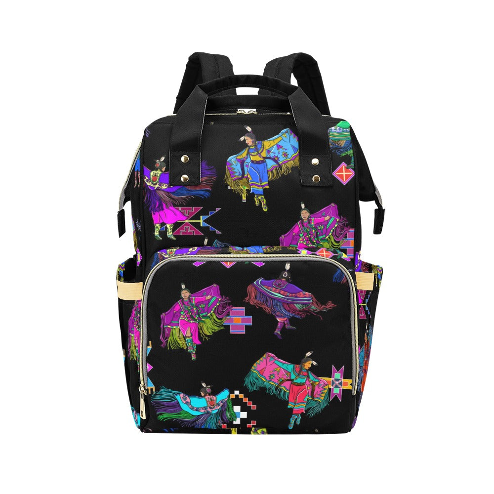 Women's Fancy Dancers Black Multi-Function Diaper Backpack