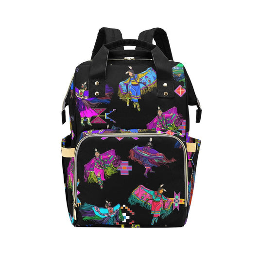 Women's Fancy Dancers Black Multi-Function Diaper Backpack