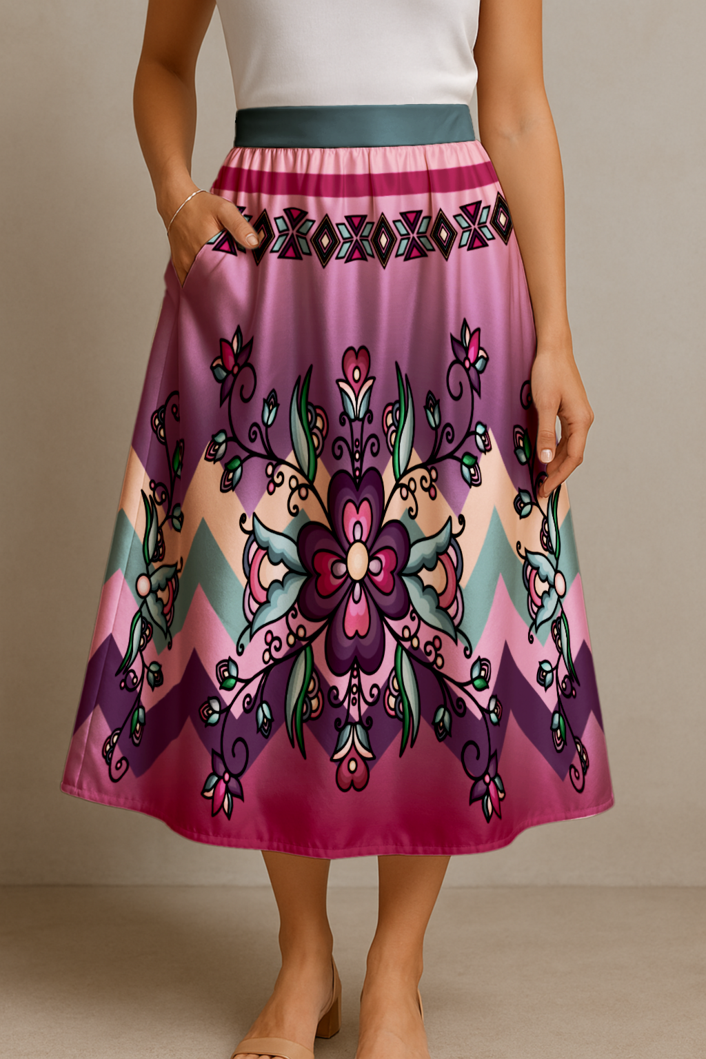 Amber Evening Garland Luxe Midi Skirt