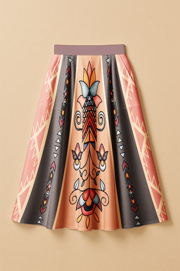 Arrow Blossom Path Earthy Luxe Midi Skirt