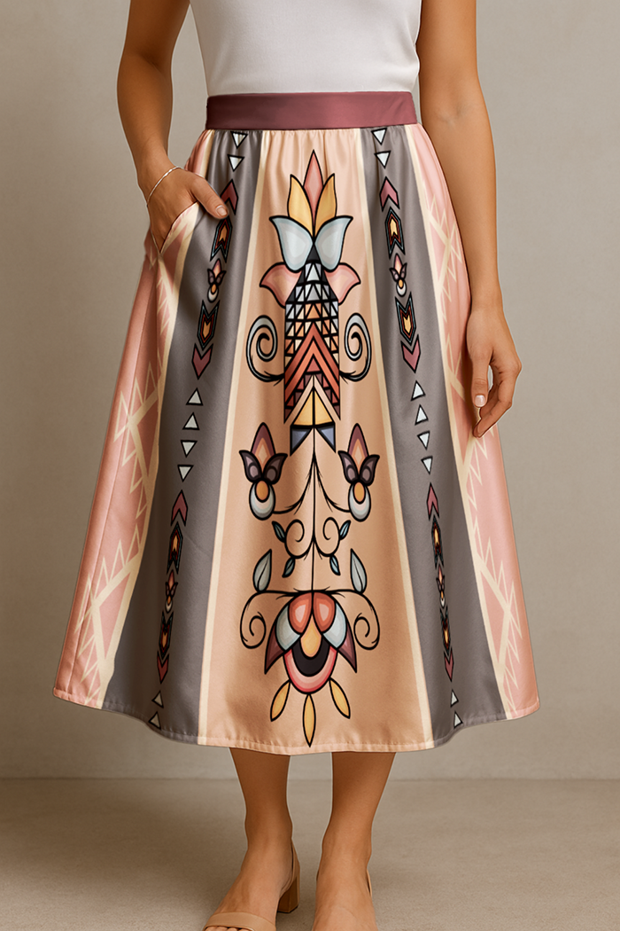 Arrow Blossom Path Midi Skirt