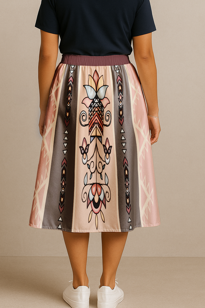 Arrow Blossom Path Earthy Midi Skirt