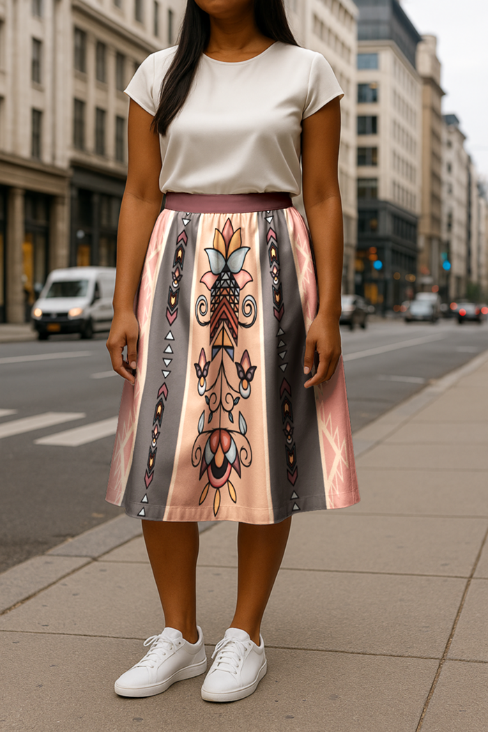 Arrow Blossom Path Earthy Midi Skirt
