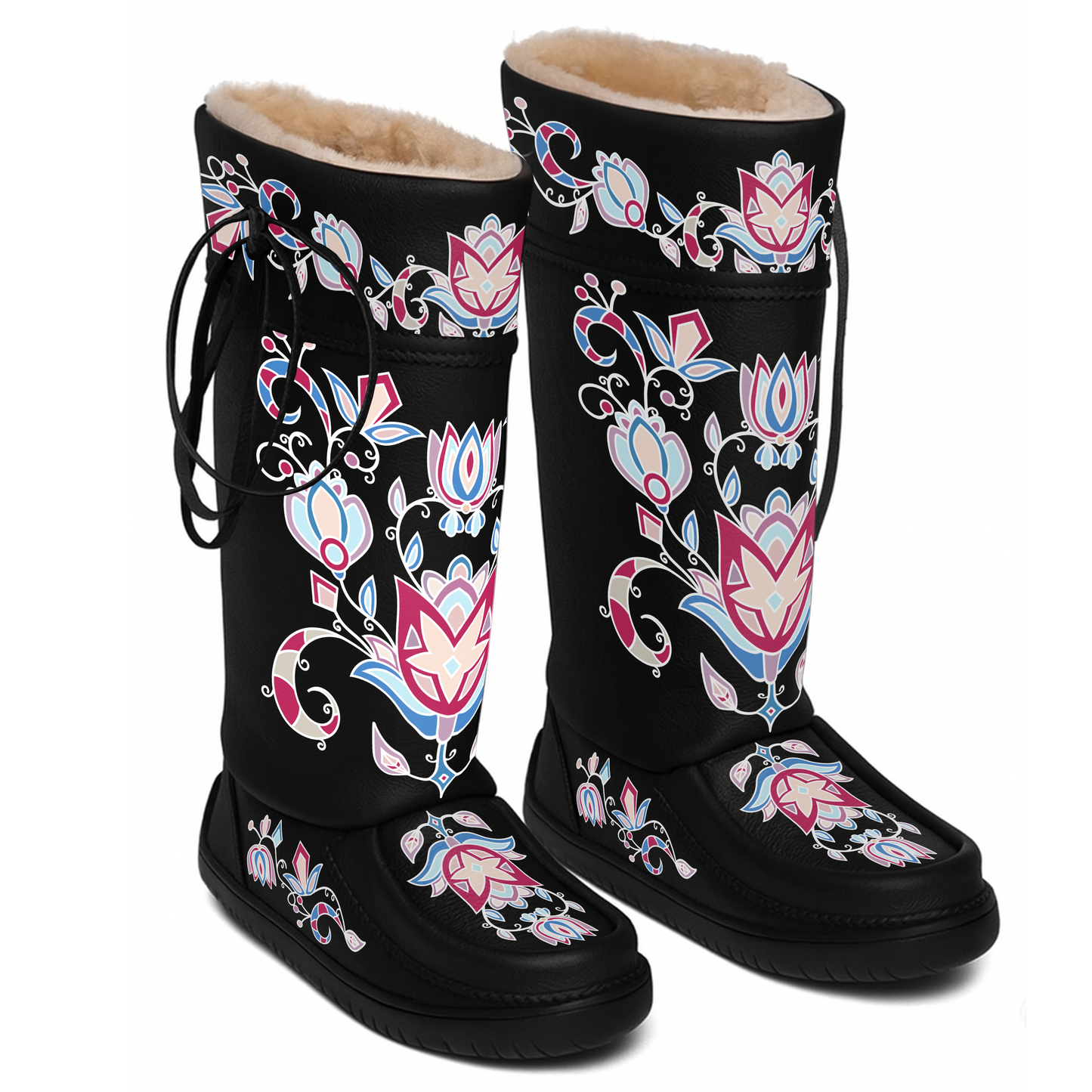 Northern Ember Black Real Leather MocLux Tall