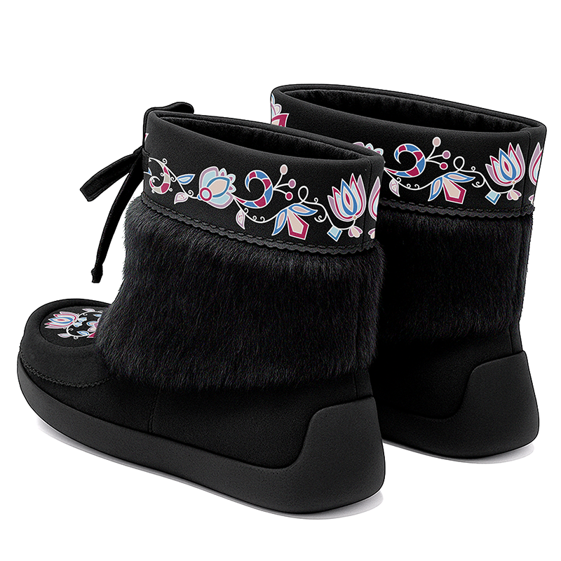 Northern Ember Black Leather MocLux Ankle with Fur