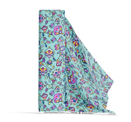 Autumn Bundle Blessing Turquoise Fabric