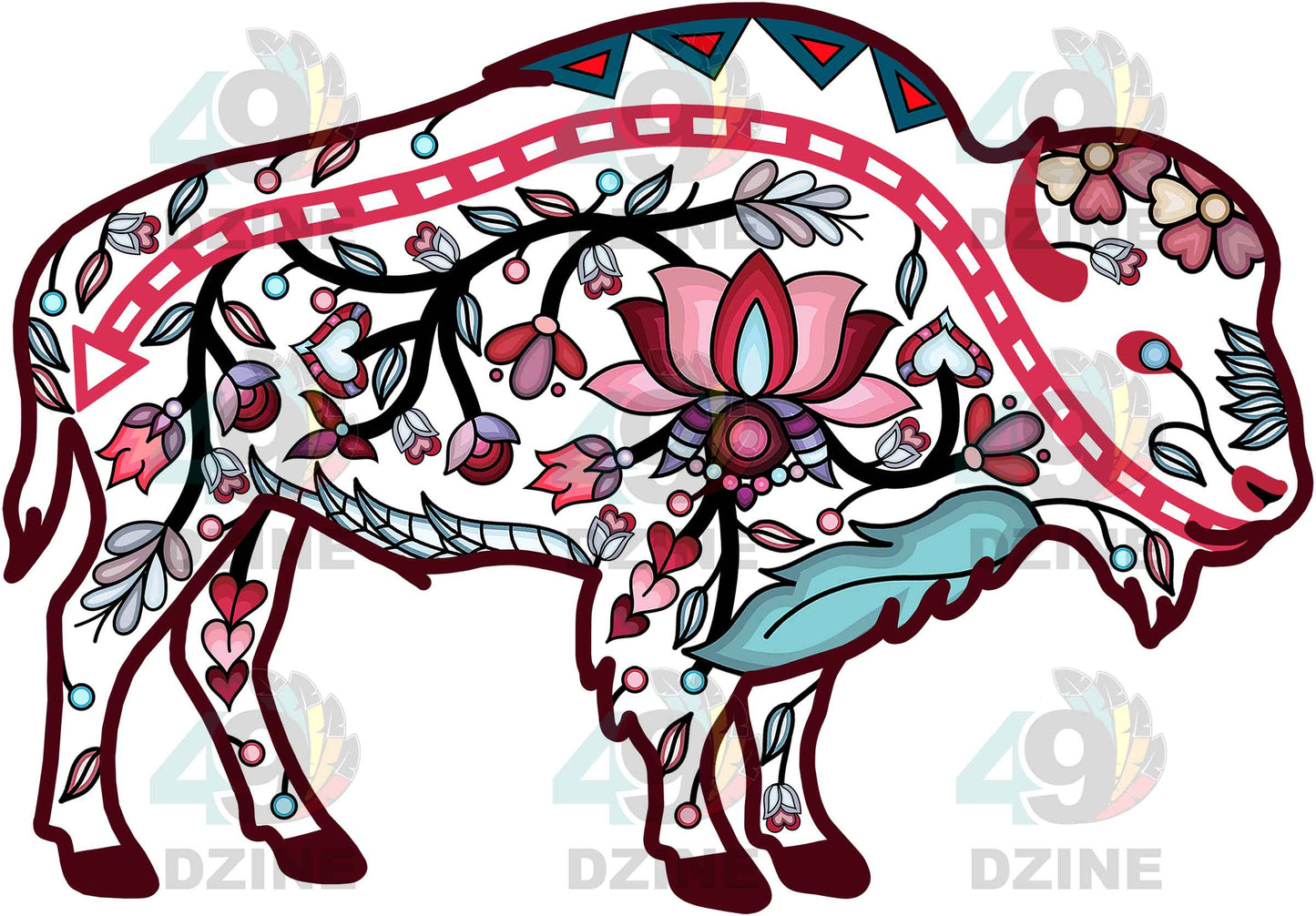 Floral Buffalo Motif