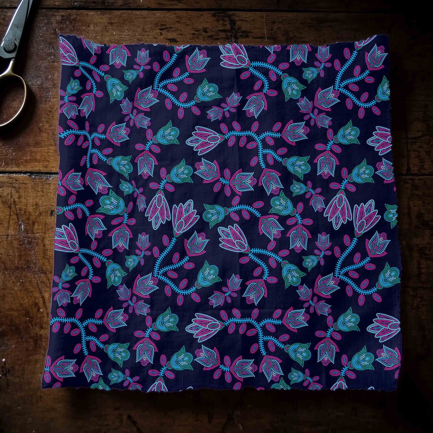Beaded Blue Nouveau Fabric