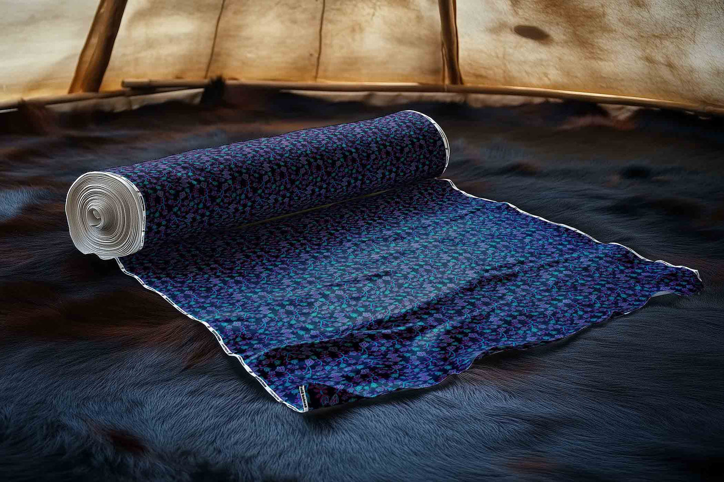 Beaded Blue Nouveau Fabric