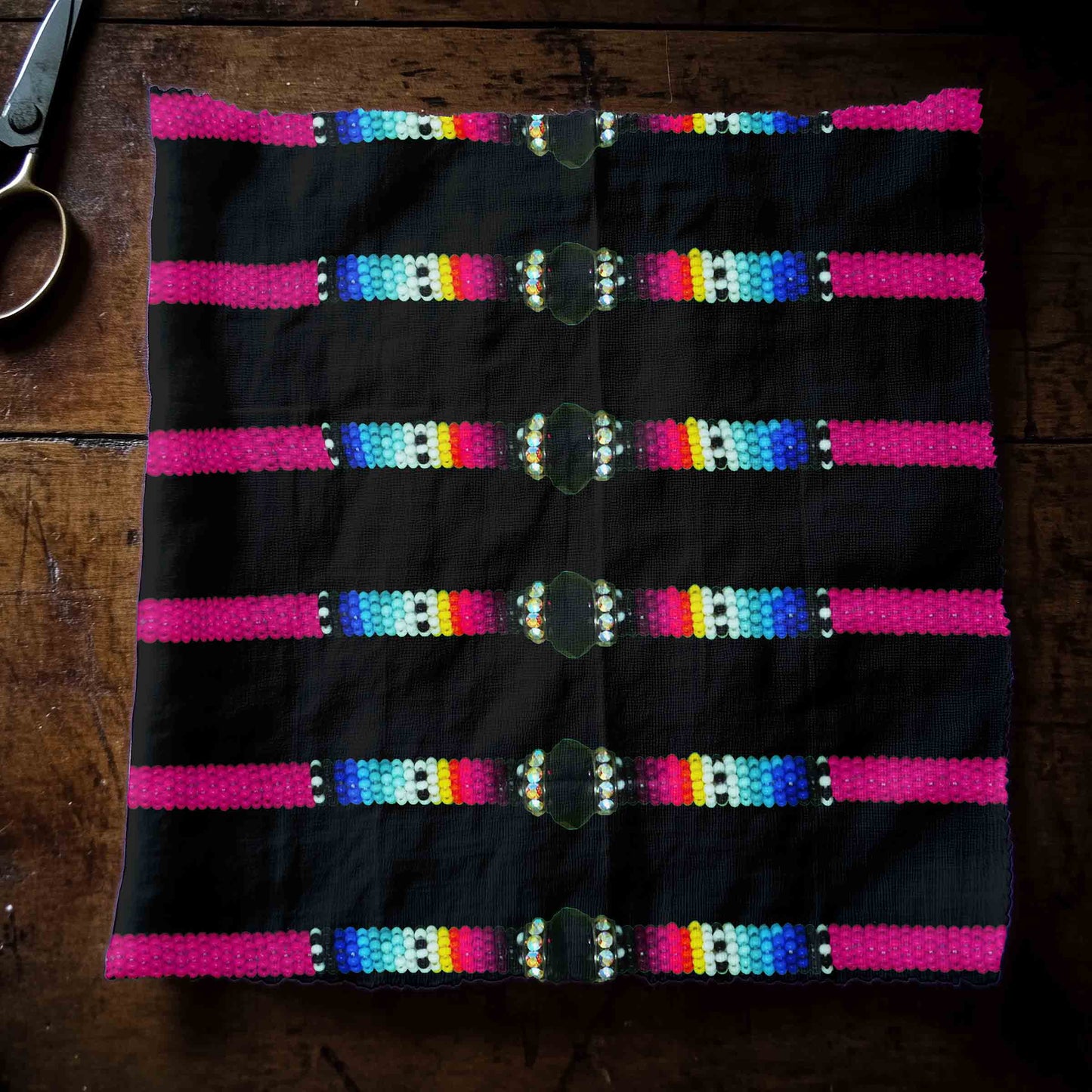Beaded Rope Black Fabric