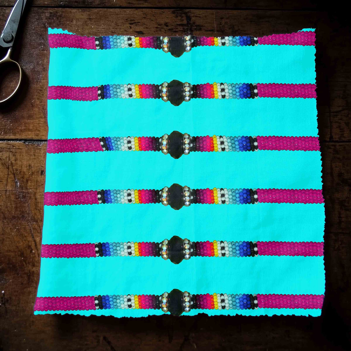 Beaded Rope Turquoise Fabric