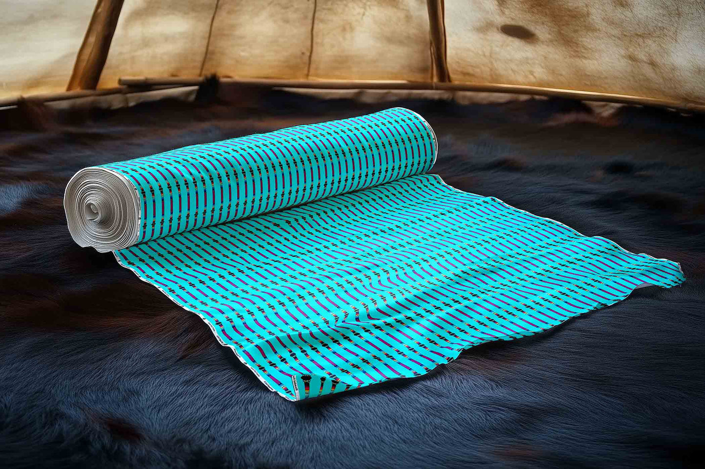 Beaded Rope Turquoise Fabric