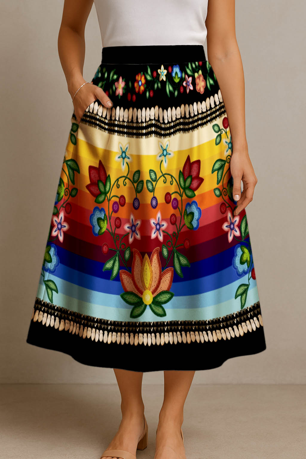 Beaded Offering Midi Skirt