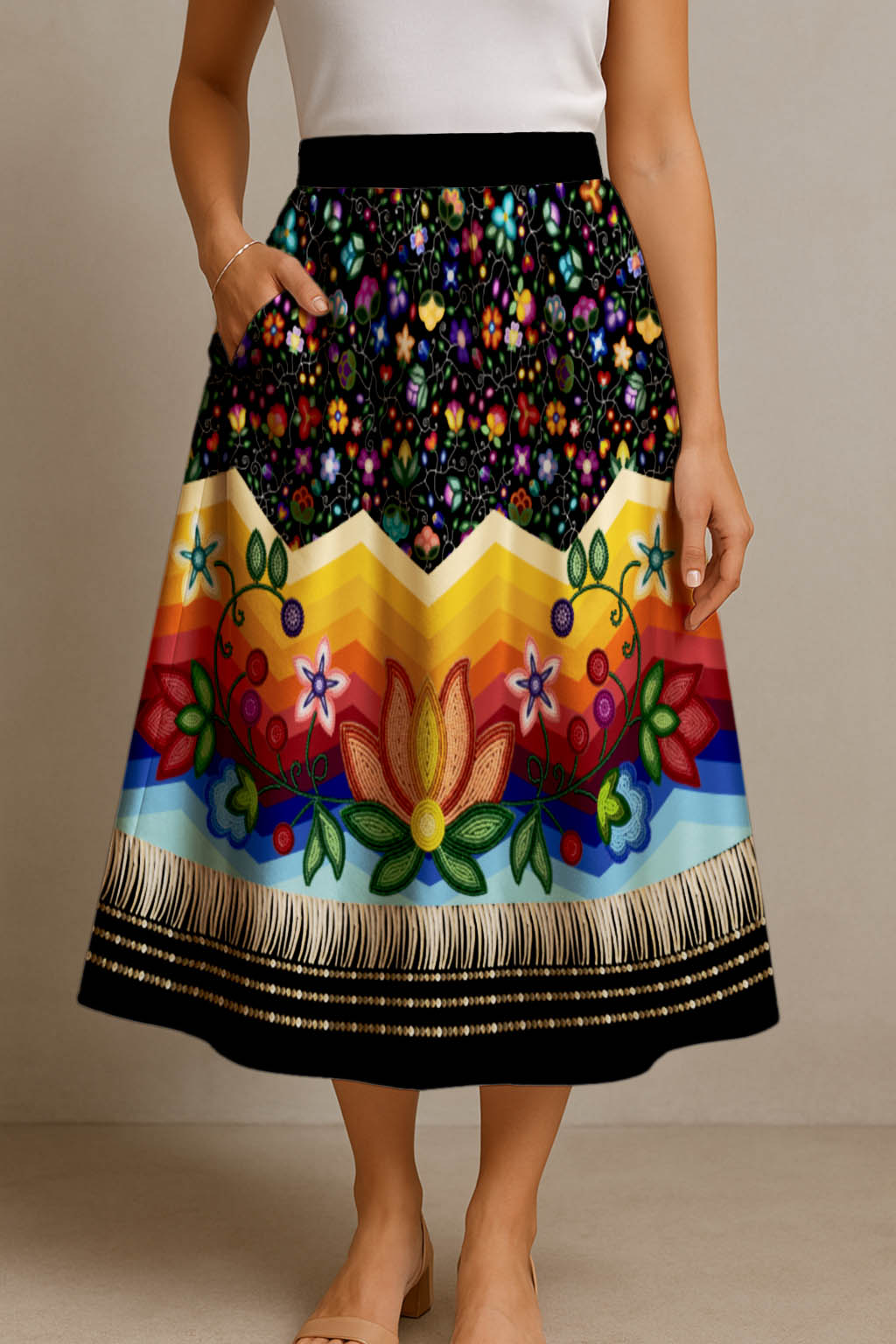 Beaded Offering Midi Skirt